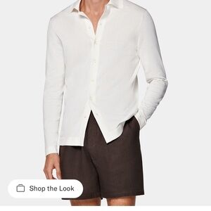 Suitsupply White Cream Silk Long Sleeve Cardigan Shirt XL